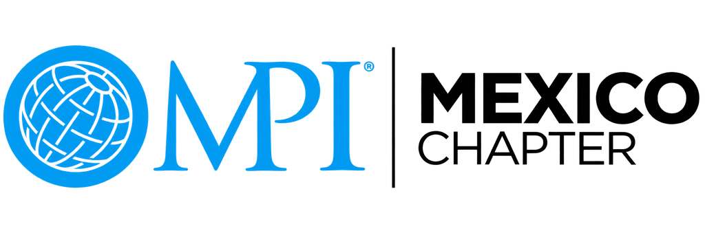 Logotipo MPI México Chapter en azul y negro